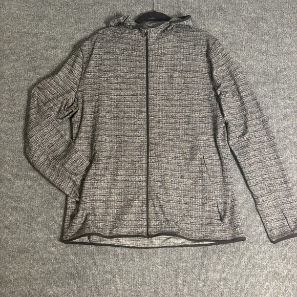 Lululemon Men's L Surge Warm Hoodie Full Zip Jacket Heathered Black / White